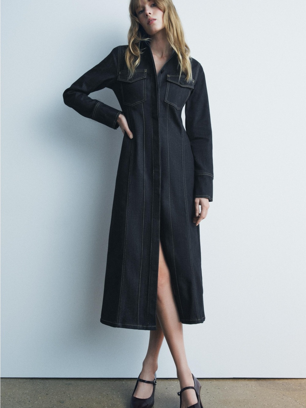 Long Sleeve Denim Dress Zara